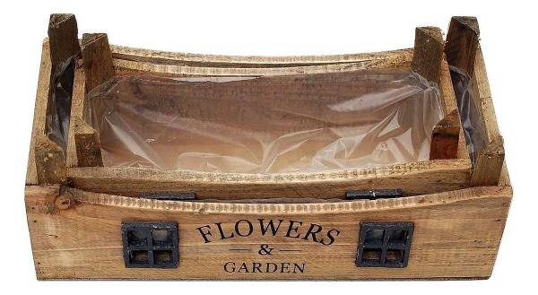 2er Set Holz Pflanzkisten "Flowers & Garden"